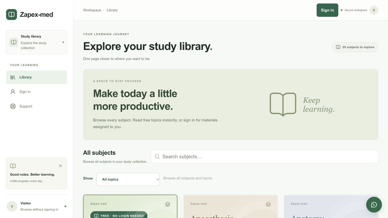 Zapex-med library screen
